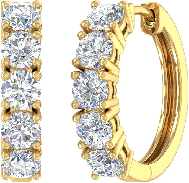 3 Carat Natural Diamond Hoop Earrings for Women Best Jewelry Gift in 14K Gold